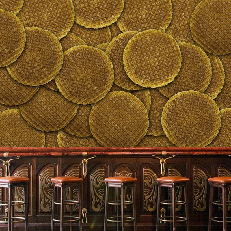 Delicious Waffle Wall Murals Moisture Resistant Wall Decor for Cake Shop