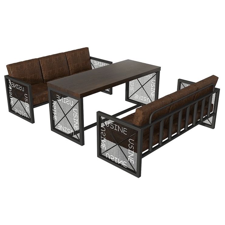 Mesa de comedor industrial Mesa de madera maciza con base de caballete negra para comedor