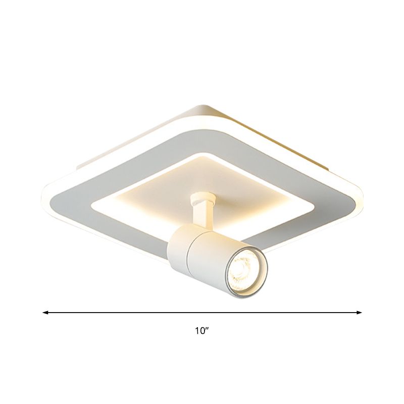 Square/Round Flush Mount Lighting Modern Acrylic LED White/Black Flush Mount Lamp Fixture in White/Warm Light