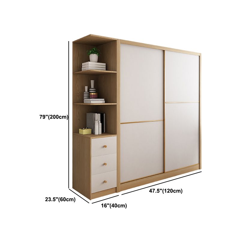 Engineered Wood Modern Wardrobe Closet Sliding Wardrobe Armoire