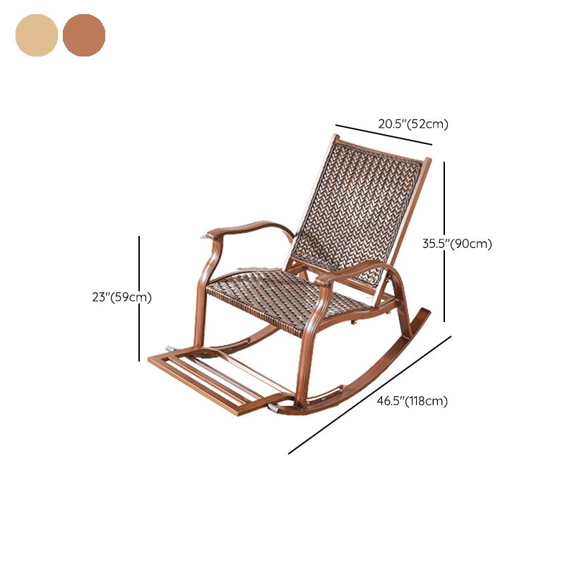 Modern Rocker Wicker Woven Rope with Gray Frame Recliner Chair