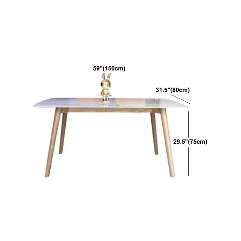 Modern Stone Top Dinner Table Natural Finish Legs Dinner Room Kitchen Table