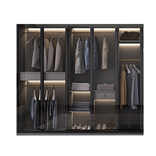 Black Manufactured Wood Cabinet with Glass Doors Modern Storage Cabinet