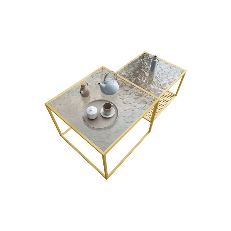 Modern Style Black/off-white/gold Metal Base Square Side Table