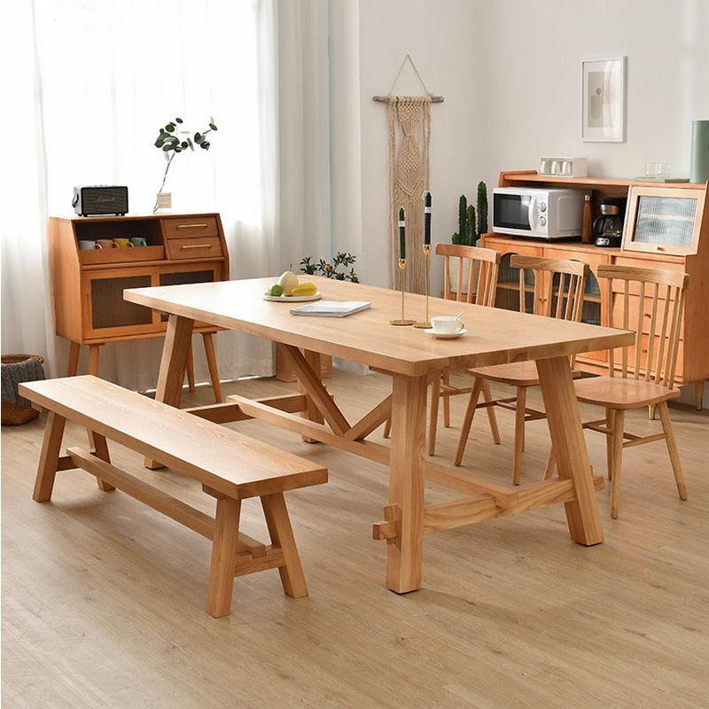 Contemporary Style Dining Table Solid Wood Rectangle Table for Home Kitchen