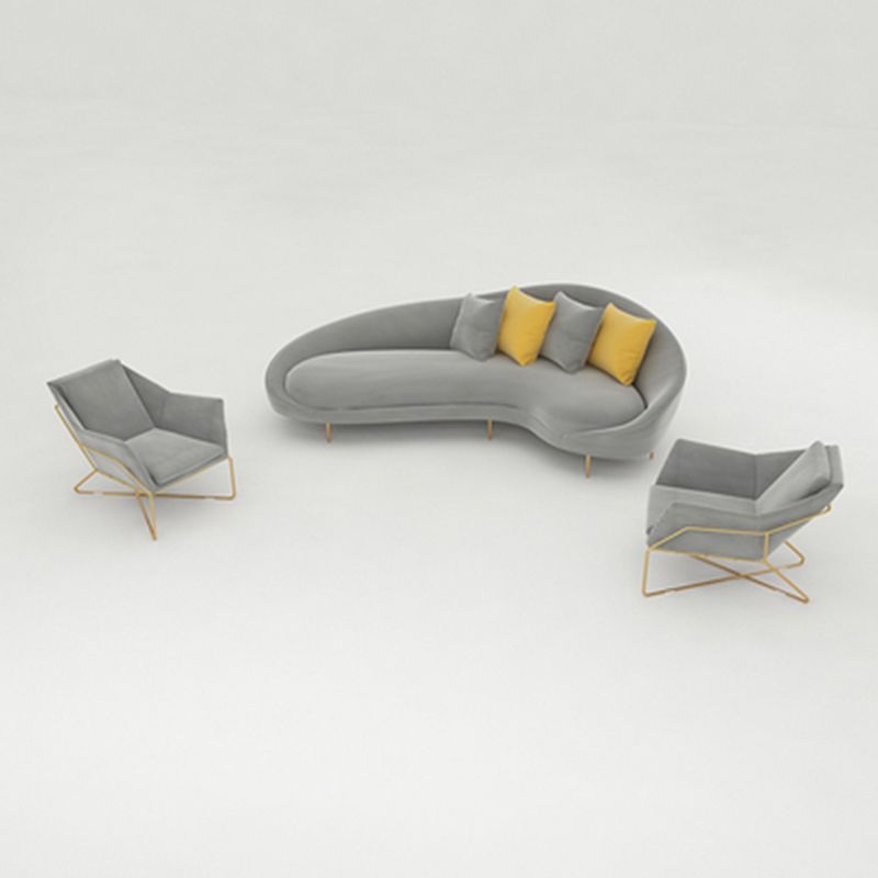 Velvet Sloped Arm Sofa Contemporary Curved Sofa for Living Room, Apartment