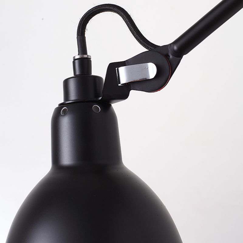 Bowl Shade Swing Arm Wall Lighting Modern Style Metal 1 Light Sconce Lamp in Black