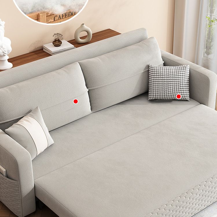 Metal Frame Sleeper Sofa Light Gray Square Arms Sofa Bed with Upholstered, 32.28" Wide
