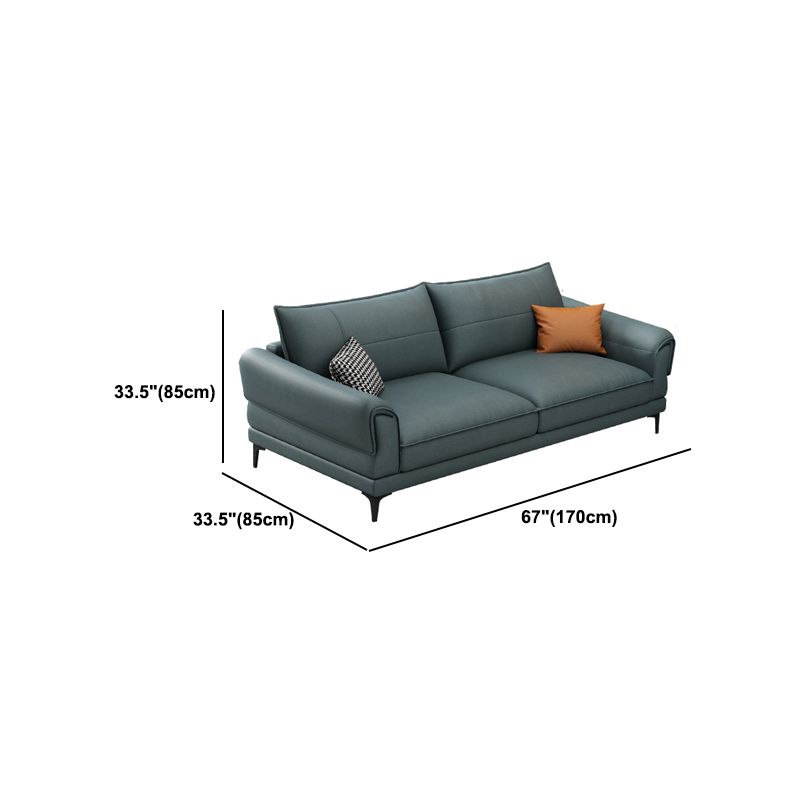 Stain Resistant Contemporary Standard Faux Leather Sofa Couch in Blue