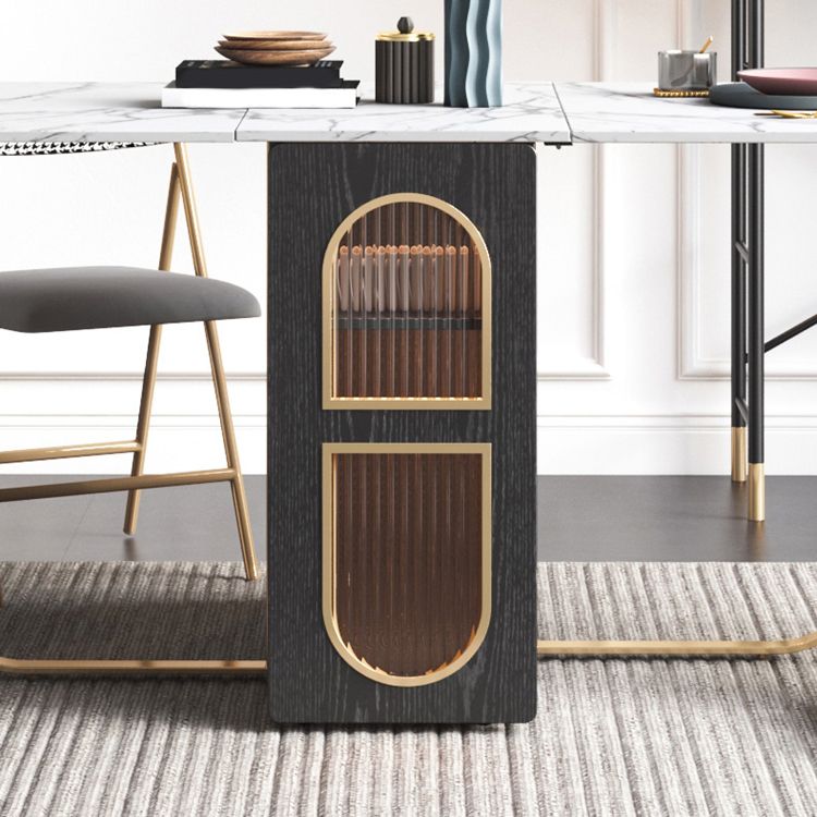 Moderne stijl rechthoekige 63 "eettafel Gesinterde stenen eettafel met druppelblad voor thuis