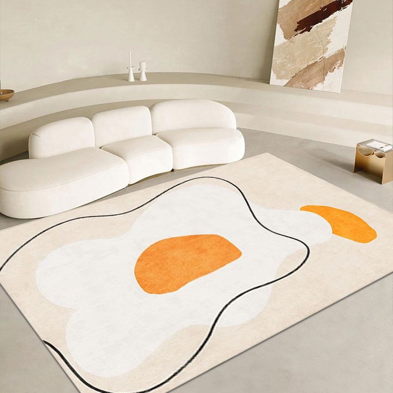 Beige Modern Rug Blending Color Piece Rug Non-Slip Backing Rug for Living Room