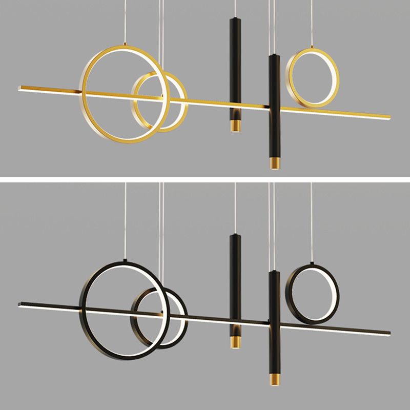 43.3" Length Minimalism LED Island Light Spotlight Design Nordic Style Aluminum Geometric Lines Hanging Light for Dining Room