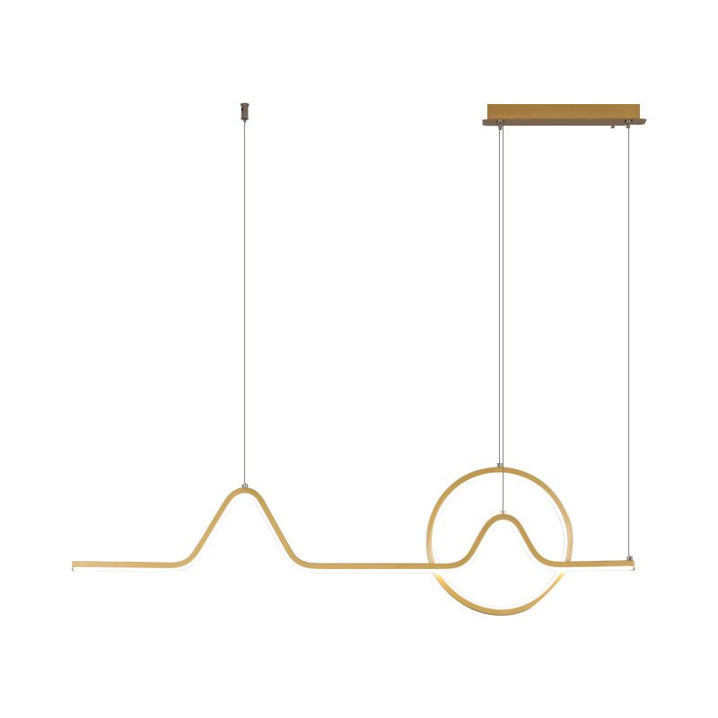 2-Light Modern Ceiling Light Golden/Black LED Island Lighting for Dining Room