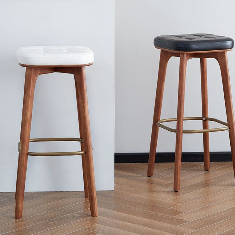 Industrial Style Wood Bar Stool Footrest Counter Stool for Living Room