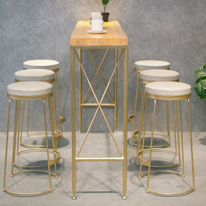 Glam Bar Height Table Solid Wood Top Bistro Bar Table for Living Room