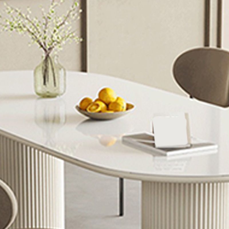 Slate and Metal Table Glam Style Simple Home White Oval Dining Table