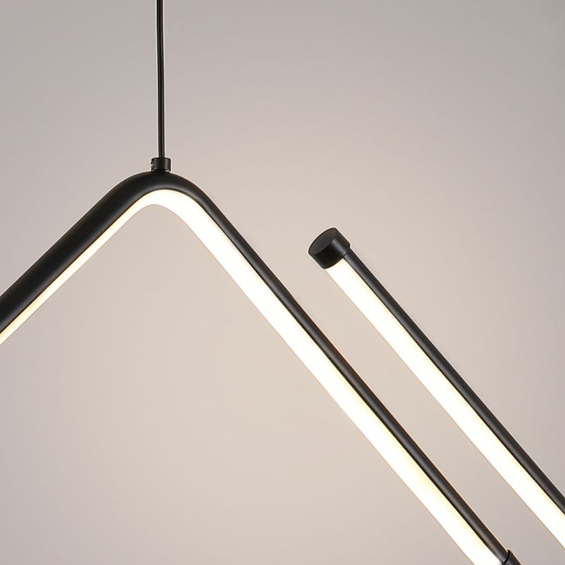 Modern Style Linear Pendant Light Fixtures Metal 2 Lights Led Hanging Lamp