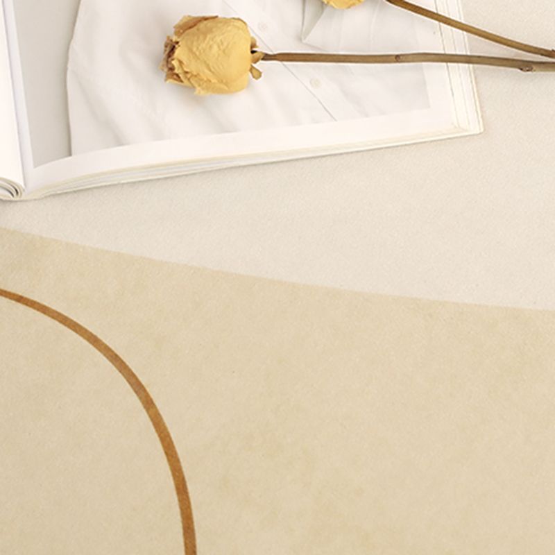 Creative Abstract Color Block Rug White Tone Polyester Area Carpet Washable Rug for Living Room