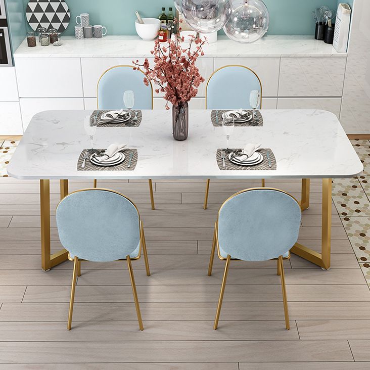 Rectangle Stone Dining Table Traditional Luxury Dinette Table for Home