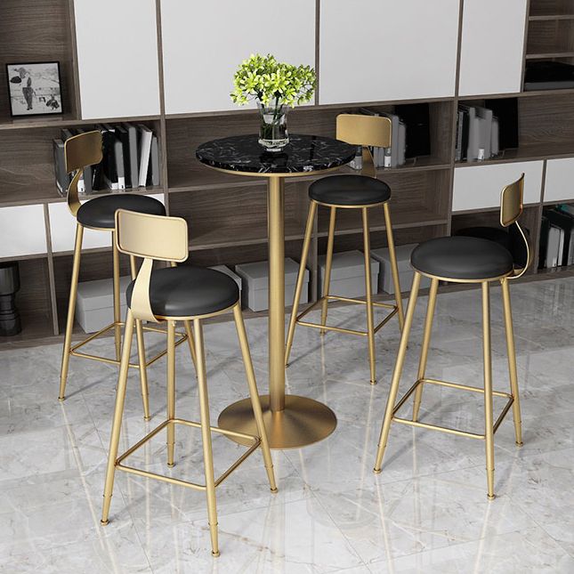 Glam 1/2/3/5 Pieces Artificial Marble Bar Table Set Fixed Table Counter Set