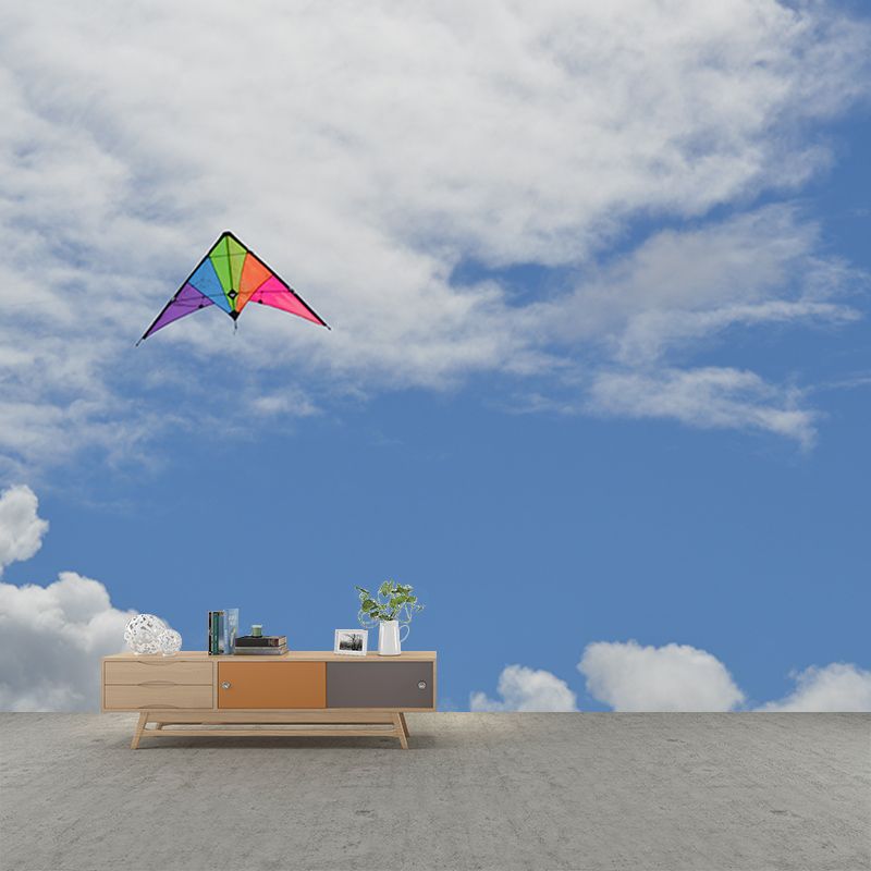 Blue Sky and White Clouds Wall Murals Moisture Resistant Wall Covering for Living Room