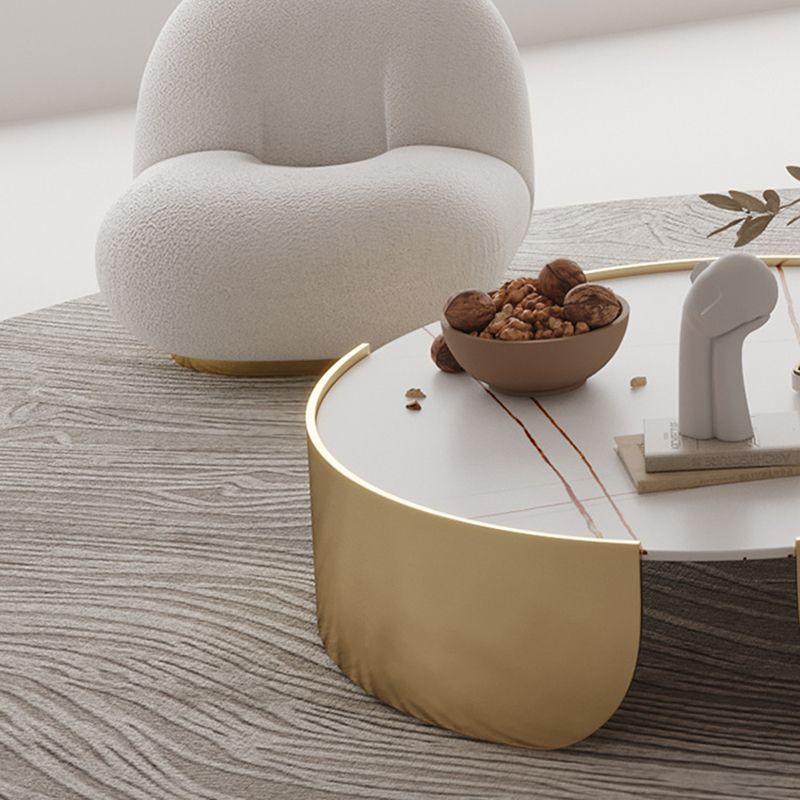 Dia 35.4" Round Cocktail Table Glam Slate Top 1 Single Coffee Table