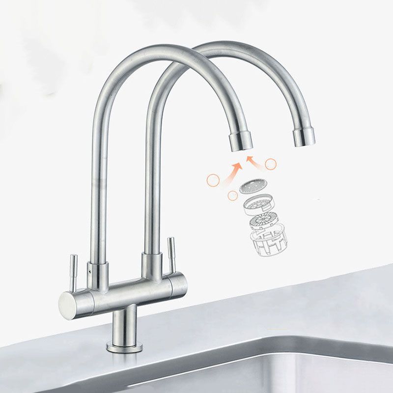 Double Handle Kitchen Faucet  2-Function Faucet with Deck Plate