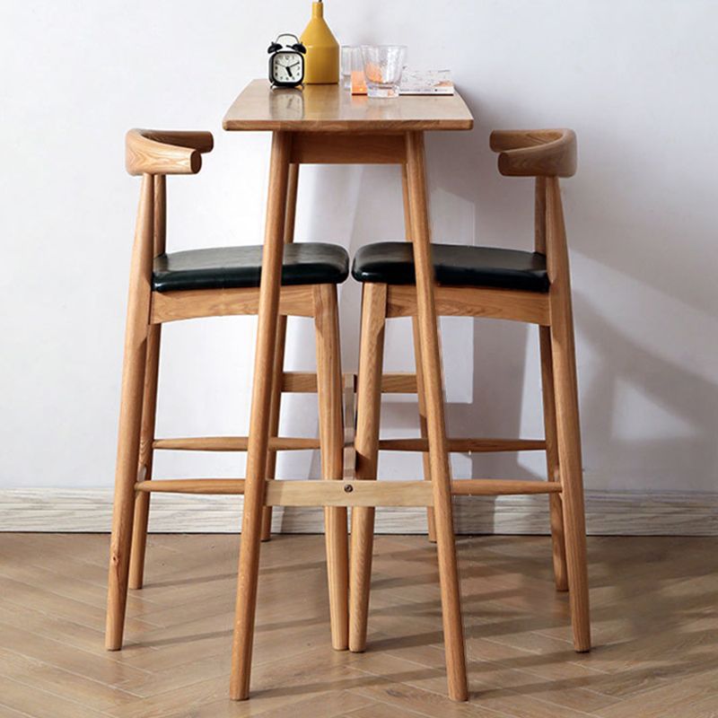 Modern Style Rectangle Bar Table Brown Solid Wood Bar Dining Table with Footrest