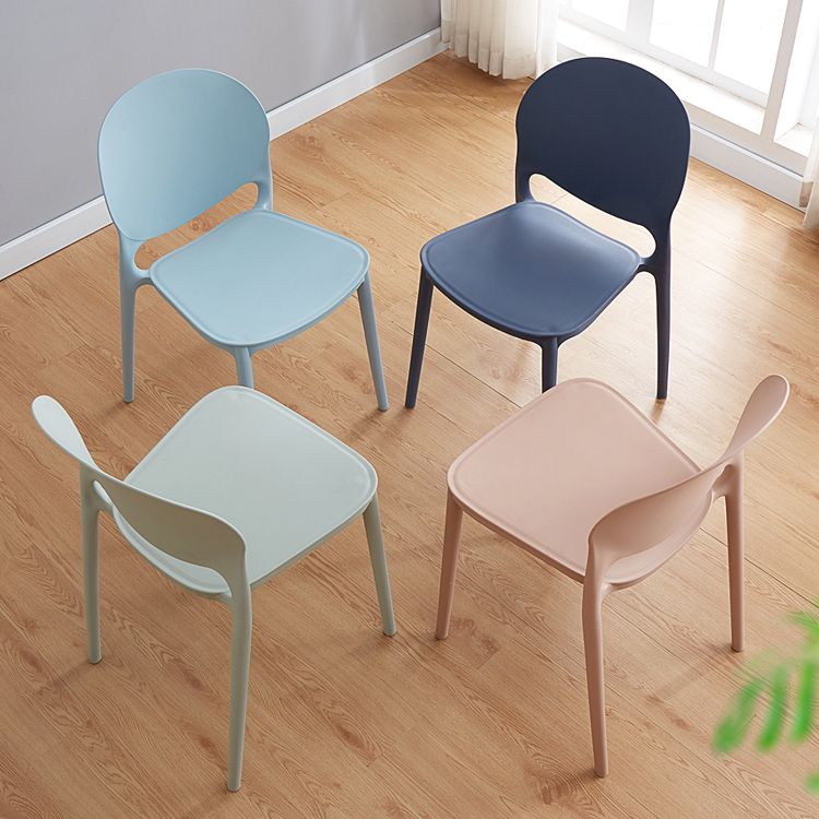 Modern Plastic Dining Room Chairs Open Back Dining Side Armless Chair for Restaurant