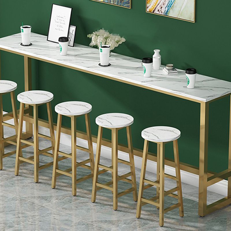 Modern Indoor Bar Dining Table Rectangle Bar Stool Table with Footrest