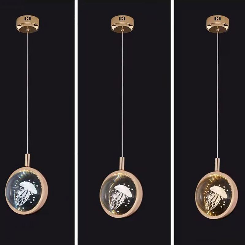 1-Light Modern Crystal Pendant Light Globe LED Hanging Pendant for Bedroom