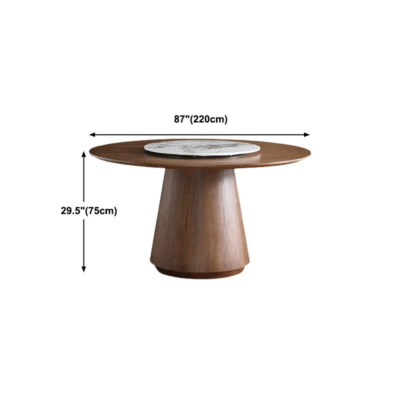 Pedestal Base Is Designed for a Round Coffee Table Made of Walnut Wood