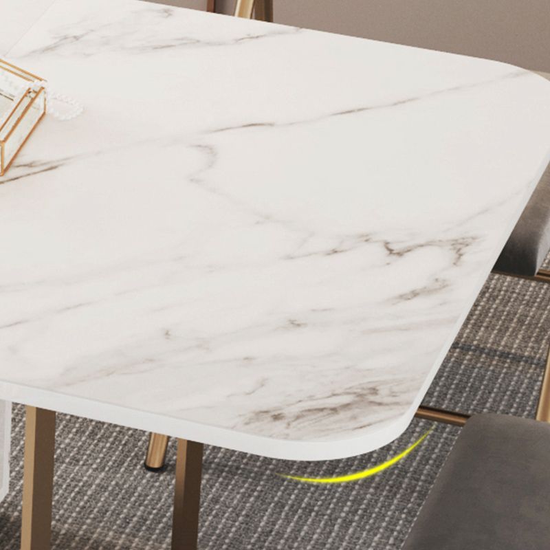 Foldable Sintered Stone Dining Table Modern Rectangle Table with Trestle Base
