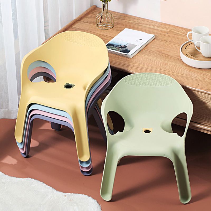 Sillas de comedor apilables de estilo minimalista, respaldo sólido de plástico, silla lateral para uso doméstico
