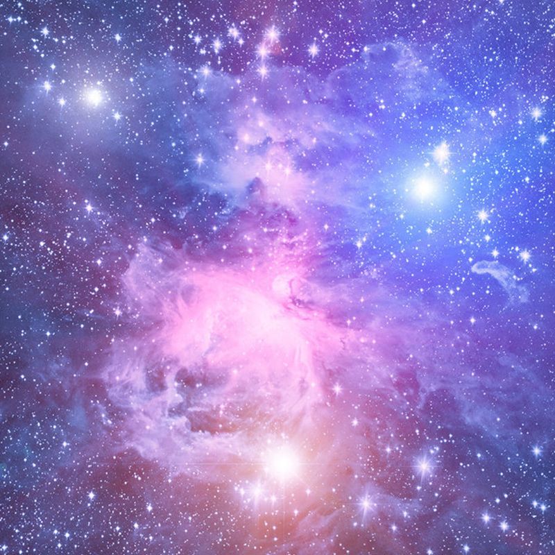 Modern Nebula Wall Mural Decal for Ceiling Decoration, Customized Size Wall Art in Blue and Purple