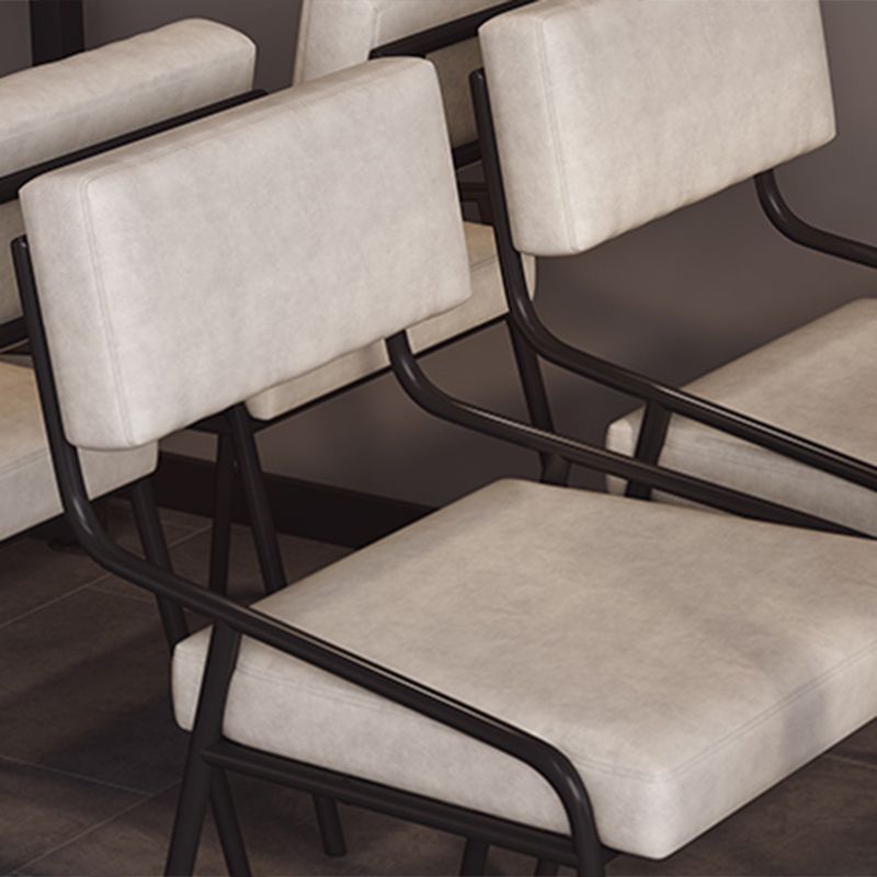 Industrial Style Side Chair Upholstered Open Back Dining Chair with Metal Leg