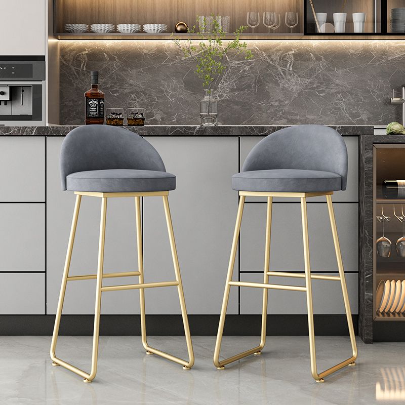 Glam Dessert Shop Footrest Stool Matte Finish Velvet Bar Stool
