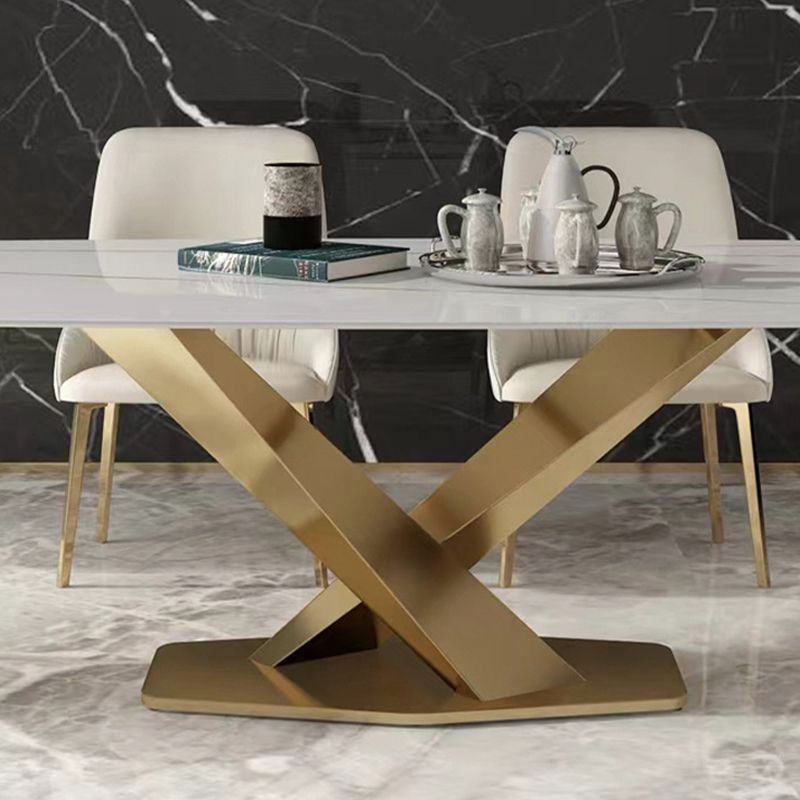 Traditional Luxury Rectangle Dining Table Stone Top Table for Dining Room