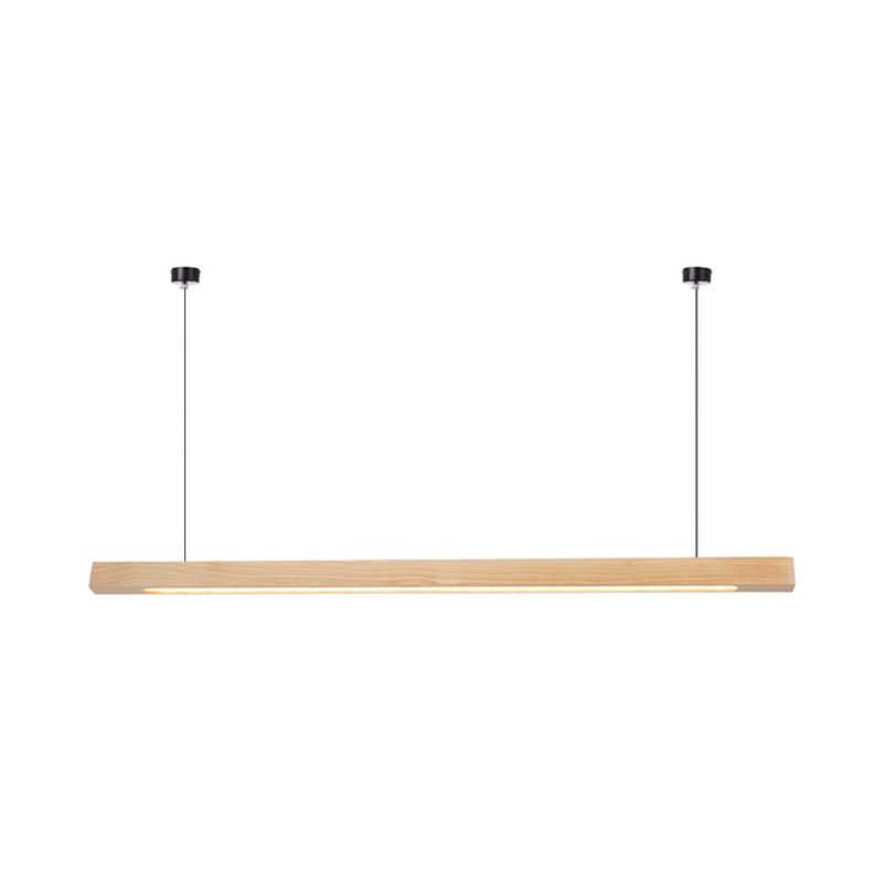 Led eetkamer kroonluchter lamp modernisme beige suspensie licht met rechthoekige houten schaduw