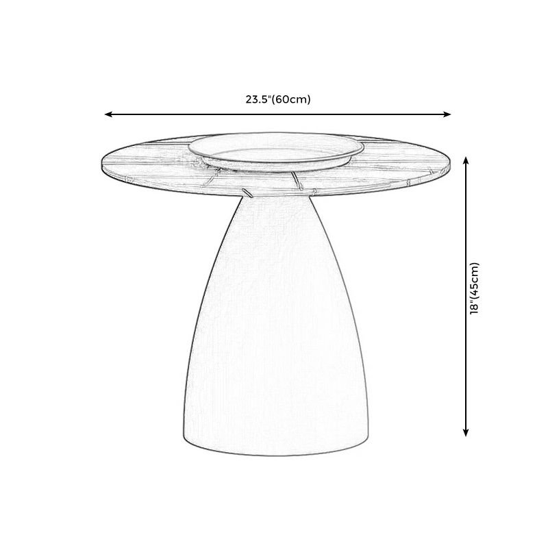 Modern Slate Pedestal Coffee Table Round Cocktail Table in Black/White