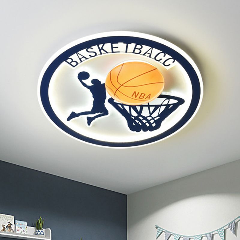 Basketball Shot Plafonnier Enfants Orange/Blanc Verre Enfants Chambre LED Plafonnier