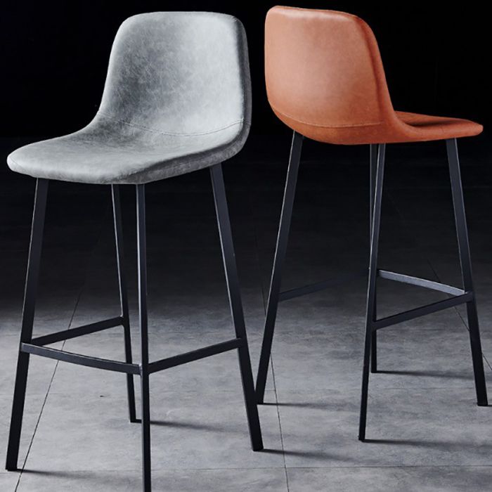Industrial Style Low Back Bar-stool PU Leather Bar Stool with Metal Legs