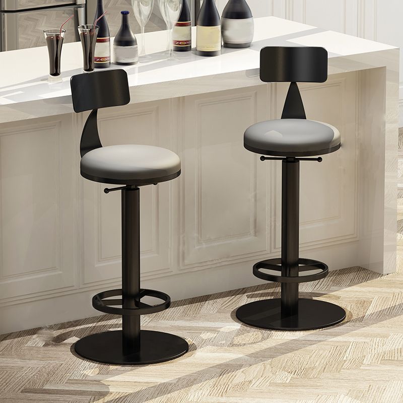Industrial Backrest Armless Counter Stool Adjustable Bar Stool with Metal Base