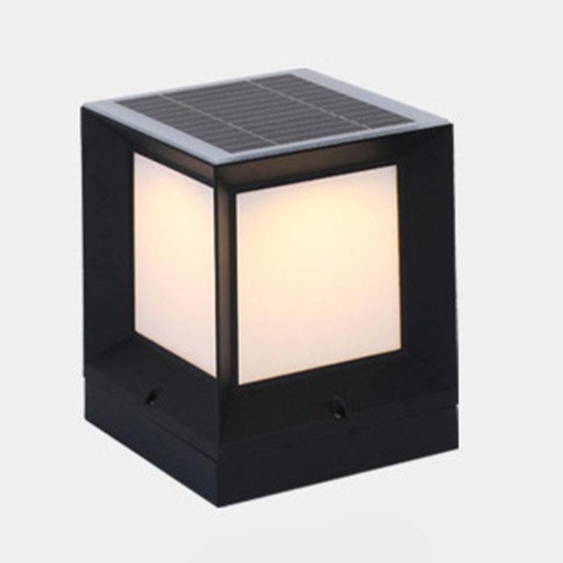 Nordic Style Aluminum Outdoor Light Rectangle Shape Solar Energy Pillar Lamp for Outdoor