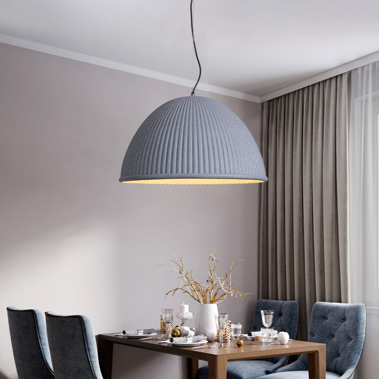 Ribbed Hanging Pendant Light Minimalist Style Resin Pendant Lighting Fixture for Dinning Room