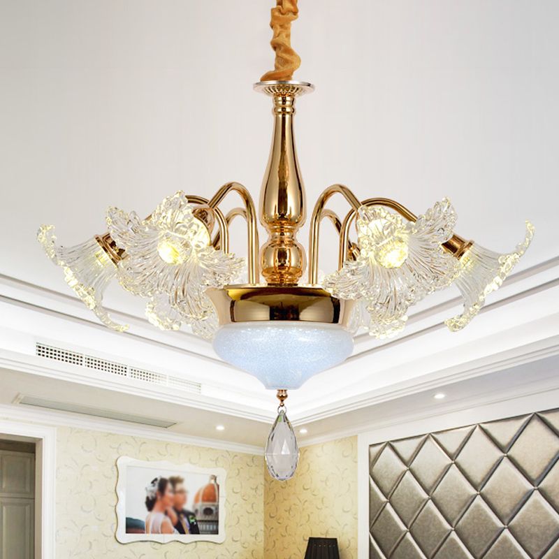 Goud 7/10 lampen plafondlicht modern helder kristal bloemen tint scrolls hangende kroonluchter