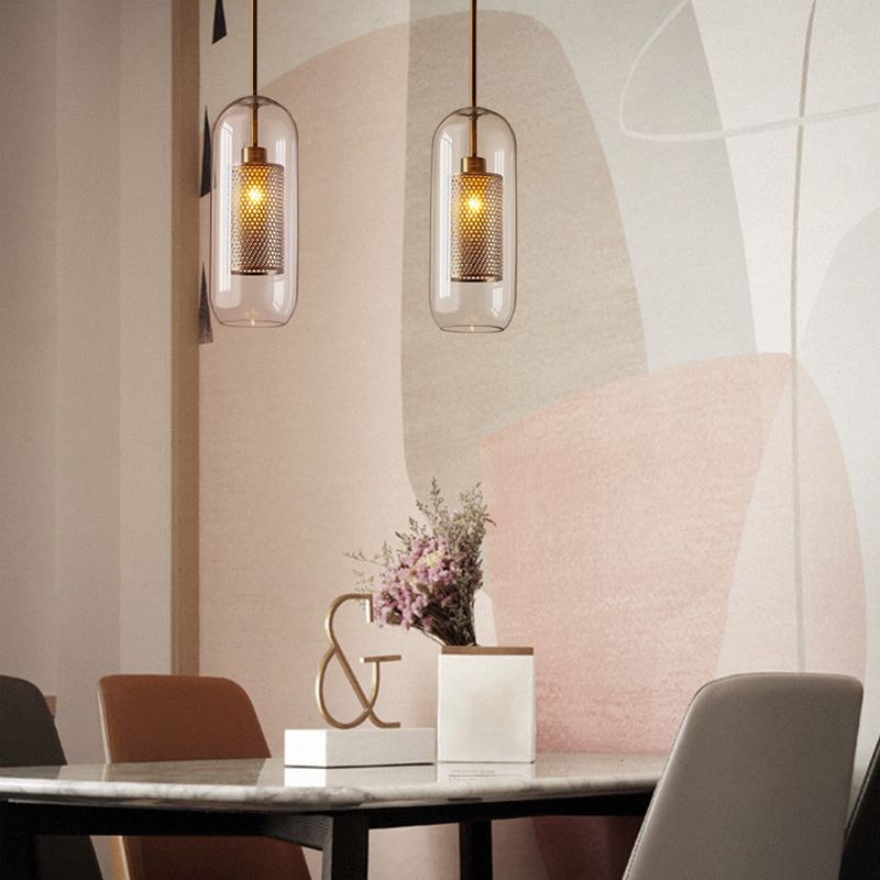 Glass Shade Hanging Light Industrial Style Pendant Lighting Ayémorrat pour le salon