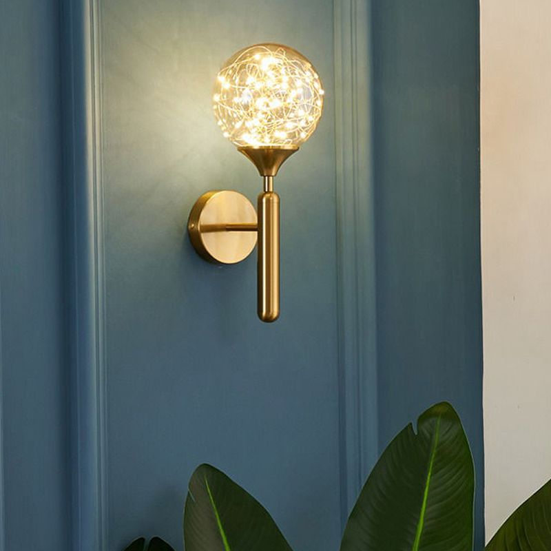 Lumière murale de forme sphérique Métal de style métal à 1 lumière Lumière