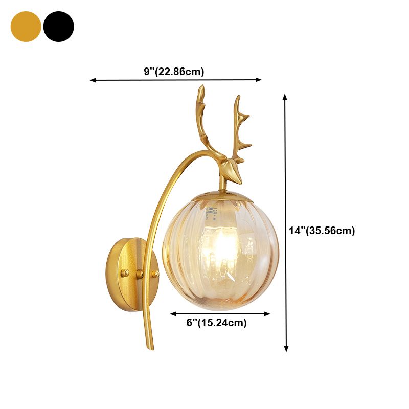 1-Light Ball Wall Lamps Modern Style Glass Wall Mounted Lights
