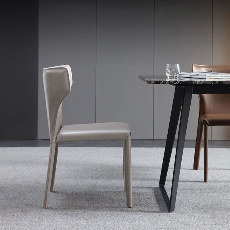 Contemporary Leather Dining Room Chair Armless Wingback Side Chairs for Home Use